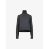 Leem Womens Grey Funnel-neck Boxy-fit Knitted Jumper In Grey