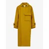 Leem Womens  Funnel-neck Flap-pocket Wool-blend Coat In Yellow