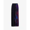 Leem Womens Black Graphic-print High-rise Plisse Woven Midi Skirt In Black
