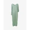 Leem Womens  Asymmetric Neck Stretch-knit Maxi Dress In Green