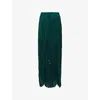 Leem Womens  Lace Insert Plisse Woven Maxi Skirt In Green