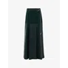 Leem Womens  Panelled Faux-leather Maxi Skirt In Green