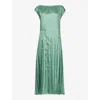 LEEM WOMENS LEEM ROUND-NECK RELAXED-FIT PLEATED WOVEN MIDI DRESS