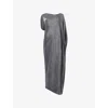 Leem Womens Asymmetric Plisse Woven Kaftan Grey In Grey