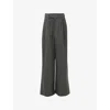 Leem Womens  Pleated Straight-leg Woven Trousers In Gray