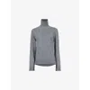 Leem Womens Grey High-neck Long-sleeve Knitted Jumper In Grey