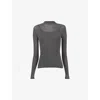 Leem Womens Grey High-neck Long-sleeve Wool Jumper In Grey