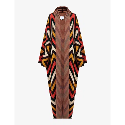 Leem Womens  Intarsia-knit Knitted Bisht In Multicolor