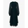 Leem Womens Ladder-stitch Balloon-sleeve Woven Maxi Dress Green In Green