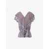 Leem Womens  Layered Ruffle Woven Top