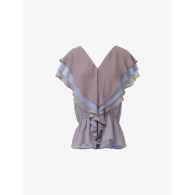 Leem Womens  Layered Ruffle Woven Top