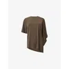 Leem Womens  Asymmetric-hem Jersey Top