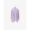 Leem Womens Purple Asymmetric-hem Pintuck Cotton Blouse In Purple