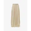 Leem Womens Neutrals Asymmetric-hem Woven Maxi Skirt In Metallic