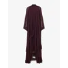 Leem Womens Red Balloon-sleeve Frilled Woven Kaftan In Burgundy