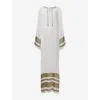 Shop Leem Womens White Contrast Stripe Woven Maxi Dress