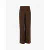 Leem Womens Brown Drape-panel Wide-leg Woven Trousers In Brown