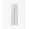 Leem Womens White Elasticated-waist Wide-leg Knitted Trousers In White