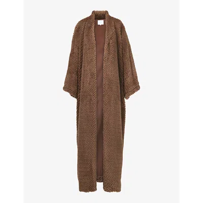 Leem Womens  Farwa Relaxed-fit Faux-fur Coat In Brown