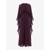 Leem Womens Purple Frilled Cape Woven Maxi Kaftan In Purple