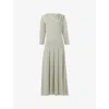 Leem Womens  Front-pleated Woven Midi Dress In White