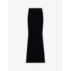 Leem Womens Black Godet Flared-hem High-rise Jersey Midi Skirt In Black