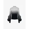 Leem Womens Black Gradient High-neck Balloon-sleeve Knitted Jumper In Black