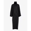 Leem Womens Black High-neck Relaxed-fit Metallic Mesh Kaftan In Black