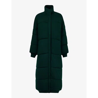Leem Womens Green High-neck Relaxed-fit Quilted Knitted Farwa