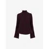 Leem Womens Purple High-neck Relaxed-fit Wool-blend Jumper In Purple