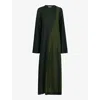 Leem Womens  Jacquard-print Relaxed-fit Woven Midi Dress In Green