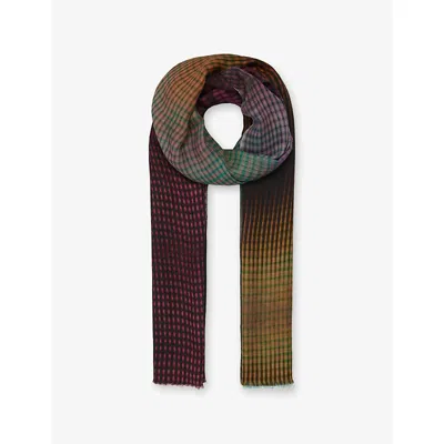 Leem Womens Pink Maxi Organic Print Wool-silk Scarf