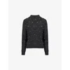 Leem Womens Grey Metal-embellished Long-sleeve Knitted Jumper In Grey