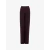 Leem Womens Purple Pintuck-detail Wide-leg Mid-rise Knitted Trousers In Purple
