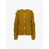Leem Womens Green Raspberry Bobble-knit Relaxed-fit Wool-blend Cardigan In Green