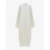 Leem Womens White Ribbed Relaxed-fit Knitted Bisht L/xl In White