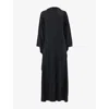 Leem Womens  Silhouette-effect Fitted Woven Kaftan Dress In Black