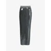 Leem Womens  Squined Maxi Pencil Skirt In Grey