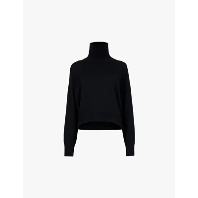Leem Womens  Turtleneck Long-sleeve Knitted Jumper In Black