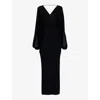 LEEM WOMENS LEEM V-NECK BATWING-SLEEVE KNITTED MIDI DRESS