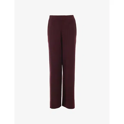 Leem Womens Red Wide-leg High-rise Knitted Trousers