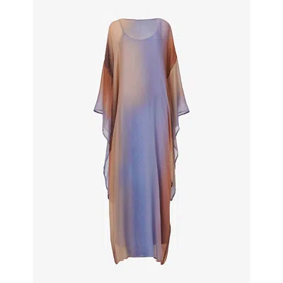 Leem Womens  Gradient Shimmer Print Modal-blend Kaftan In Multi-coloured