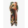 Leem Womens  Graphic-print V-neck Woven Kaftan In Multi-coloured