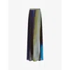 Leem Womens Ombre-print Pleated Woven Maxi Skirt Multi-coloured Xl In Multi-coloured
