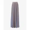 Leem Womens Multi-layered Flared Woven Maxi Skirt