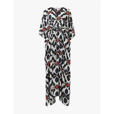 Leem Womens Multi-coloured Geometric Floral Print Woven Dress L/xl