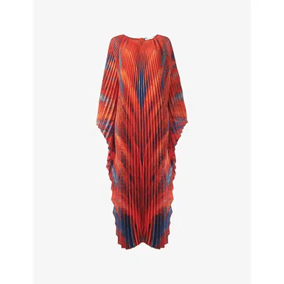 Leem Womens Multi-coloured Printed Pleated Kaftan L/xl
