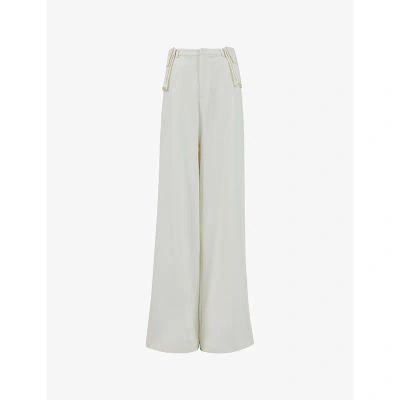 Leem Womens Off White Removable-pocket High-rise Stretch-woven Trousers