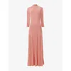 Leem Womens Pale Pink Pleated Slim-fit Knitted Maxi Dress