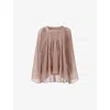 LEEM WOMENS LEEM EMBELLISHED SQUARE-NECK CHIFFON TOP